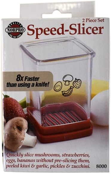 Norpro Speed Slicer with Push Plate, Red, 3"L x 3"W x 4.25"H