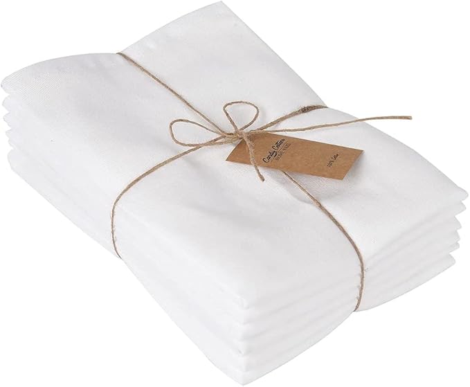 White Cloth Dinner Napkins Cotton 18x18 in Washable Napkins Cloth|Absorbent Reusable Spring Easter Basket Decor Pk of 6 Table Napkins Cocktail Party Wedding BBQ Hotel Cafe Cloth Napkins