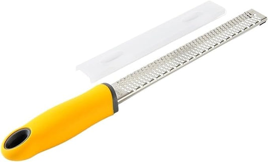 Stainless Steel Cheese Grater Lemon Zester With Cover Fruit Chocolate Nonslip Handle(Yellow)