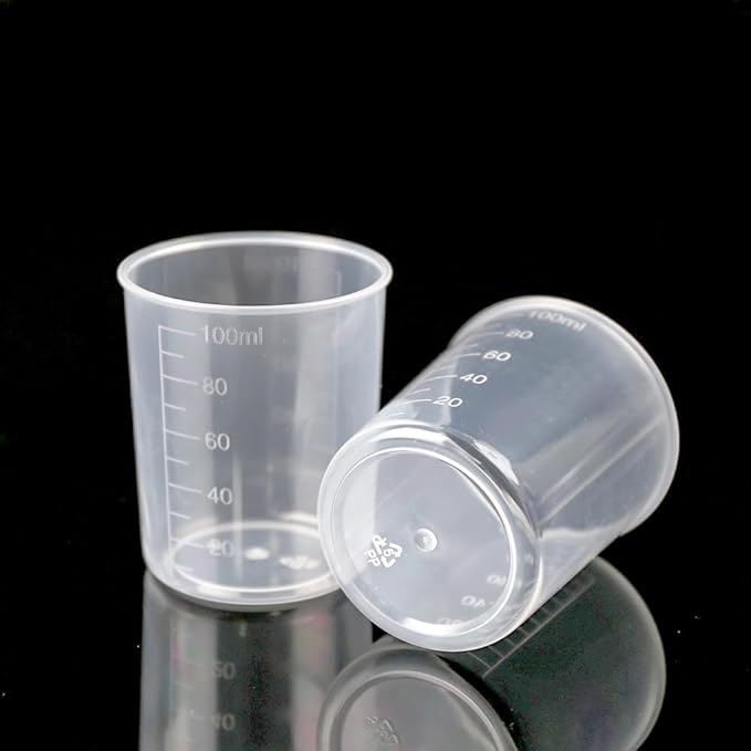 20 Pack 100ml/3.4oz Plastic Liquid Measuring Cups Transparent Mixing Cups Medicine Cups Lab Graduated Beakers Clear Measuring Jugs Set Medium Kitchen Baking Cooking Measure Tool Home