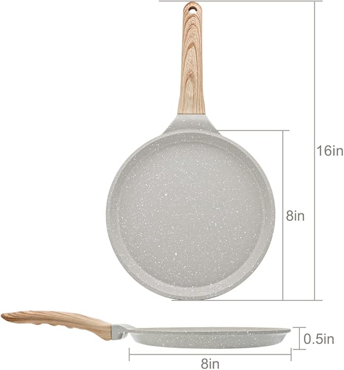 Bobikuke 8 inch Crepe Pan, Nonstick Pan for Crepes Omelette Tortillas, Dosa Tawa Tortilla Pan, Griddle Pancake Pan for Roti Indian, Induction Compatible