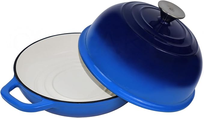OLLAKOK Dutch Oven for Bread Baking Bread Oven for Sourdough Bread Baking, Enameled Cast Iron Dutch Oven Pot with Lid 5 qt Cast Iron Bread Pan, Blue