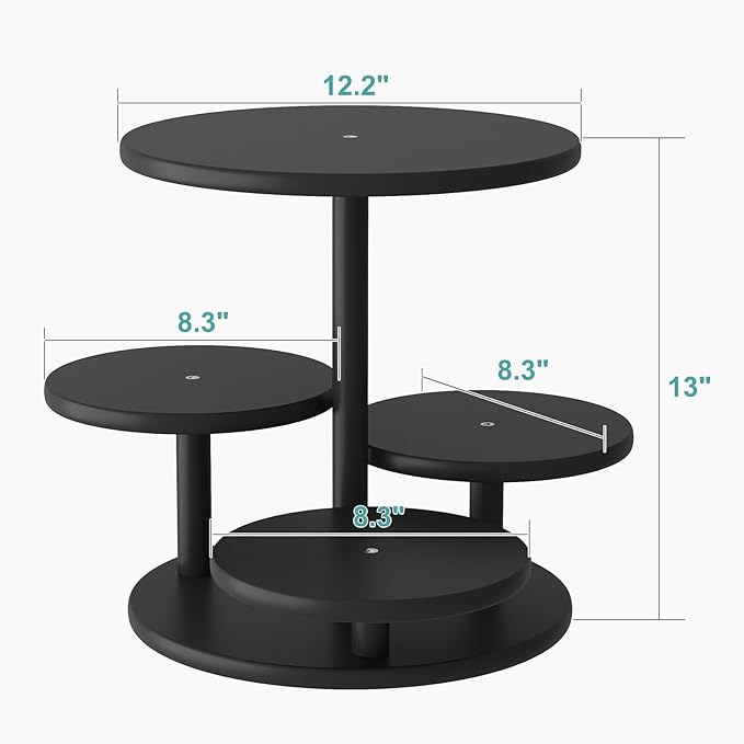 Cupcake Stand, 4 Tier Round Bamboo Wood Black Cupcake Tower Stand for 50 Cupcakes, Tiered Serving Trays, Wood Cake and Cupcake Stand (Black_Bamboo)