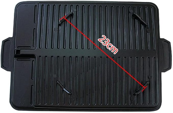 Korean-style Non-stick Grill Pan Rectangular Hot Plate Barbecue Pot Portable Oil Spill Baking Tray for Indoor Outdoor BBQ (Style A)
