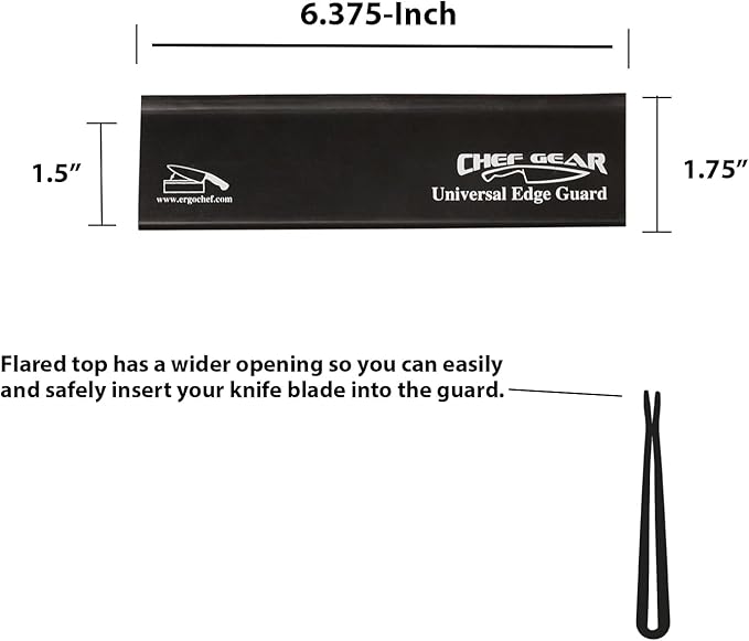 Ergo Chef Universal Knife Blade Edge Guard 6-Inch x 1.5 Inch for Kitchen knives up to 6” Blades, Durable BPA-Free Plastic, Knife Protector, Black