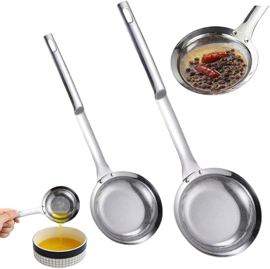 Fine Mesh Stainless Steel Colander, 2026 Upgrade Stainless Steel Fine Mesh Strainer with Handle, Sieve Mesh for Kitchen Cooking Oil Food Strainer Kitchen Gadgets (S+L, 2pcs)