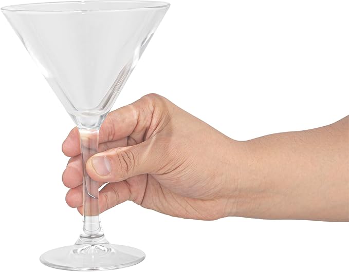 Restaurantware Cascata 9 Ounce Stemmed Martini Glasses Set Of 6 Tempered Martini Glasses - Chip-Resistant Fine-Blown Glass Martini Glass Set Dishwasher-Safe For Martinis Or Cocktails