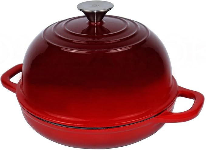 OLLAKOK Dutch Oven for Bread Baking Bread Oven for Sourdough Bread Baking, Enameled Cast Iron Dutch Oven Pot with Lid 5 qt Cast Iron Bread Pan, Red