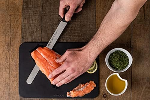 Arcos Salmon Knife/Fish Knife 300 mm 12 Inch - Nitrum Stainless Steel and 300 mm blade. 250 gr. Ergonomic Polyoxymethylene POM Handle. Series Universal. Flexible blade. Greater control. Color Black.