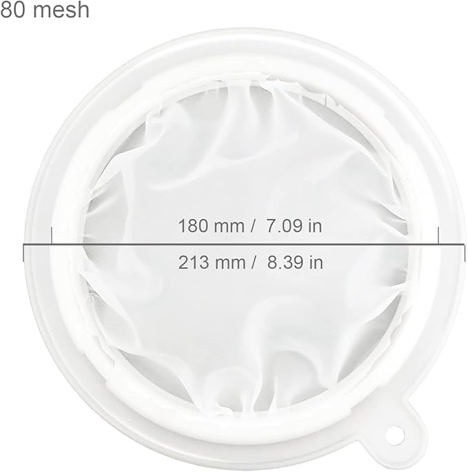 8.4in 80 Mesh Big Nylon Mesh Filter Ultra-Fine Sieve Sediments Strainer PP Frame for Straining Juice,Honey,Tea