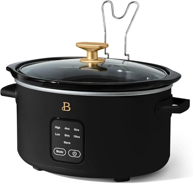 Beautiful 4-Quart Slow Cooker with Touch-Activated Display, Programmable Digital Controls, Removable Non-Stick Pot, Keep Warm Function
