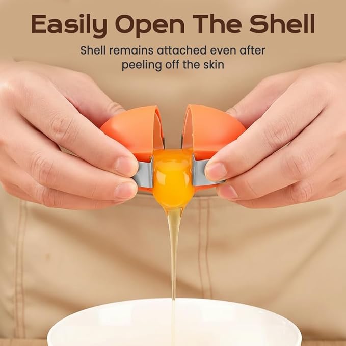 Egg Shell Opener, Upgrade Stainless Steel Eggs Cutter Eggs Cracker Tool, Eggs Separator Tools for Raw and Hard Boiled Eggs Peeler Shell Remover Kitchen Gadgets (Orange)