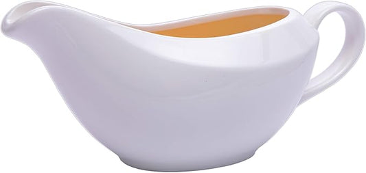 White Ceramic Gravy Boat - 18 oz of Gravy, Perfect for Thanksgiving, Parties, and Weddings