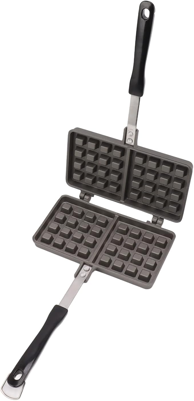 Waffle Maker Pancake Baking Pan, Non Stick Waffle Mold with Flat Bottom, Aluminum Alloy Waffle Iron for Stovetop Cooking, Ergonomic Handle for Easy Grip