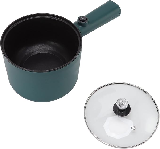 Small Electric Cooking Pot 1.8L Hot Pot Cooker Steamer, Nonstick Food Grade Electric Cooker Pan with Long Handle, 2 Temperature Mode 6 Function Adjustable Electric Cooker for
