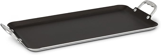 Vasconia 4 Pack Durable Double Burner Griddle (17″ x 10″) 100% Pure Aluminum with Nonstick - NSF Certified - for Frying, Searing, Grilling, Browning, Ideal for Home & Commercial Kitchen