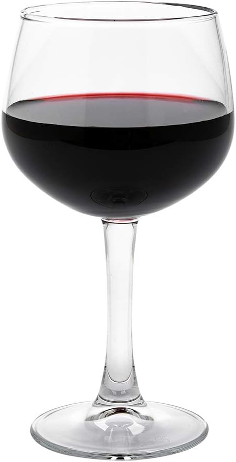 Restaurantware Cascata 13 Ounce Balloon Red Wine Glasses Set Of 6 Tempered Red Wine Glasses - Chip-Resistant Fine-Blown Glass Wine Balloon Glasses Dishwasher-Safe Stemware For Red or White Wines