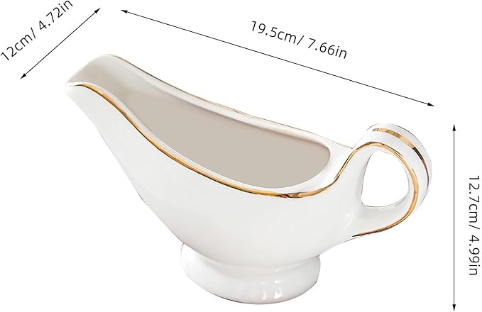 Ceramic Gravy Boat Ceramic Creamer Pitcher Gravy Sauce Boat Sauce Cup Milk Creamer Jug Porcelain Containers Kitchen Supplies (300ml)