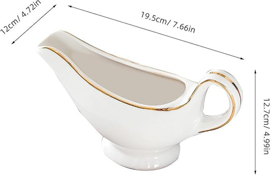 Ceramic Gravy Boat Ceramic Creamer Pitcher Gravy Sauce Boat Sauce Cup Milk Creamer Jug Porcelain Containers Kitchen Supplies (300ml)