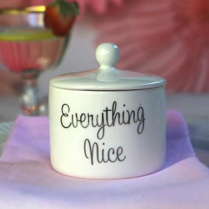 Kate Aspen Ceramic Sugar Bowl, Spice and Everything Nice, White