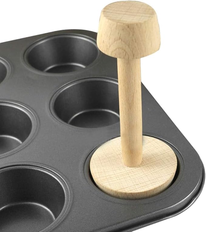 Xinjincang Woodiness Tart Tamper Pastry Tamper Double Side Wooden Egg Tart Tamper Mold DIY Cake Pastry Pusher for Kitchen Party Baking Tools, Pie, Tart and Quiche Pans