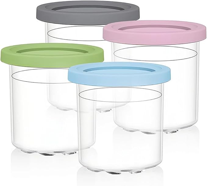 Ninja NC501 CREAMi Deluxe 11-in-1 XL Ice Cream Maker Silver (Renewed) Bundle with Deco Essentials 6 Pack of Pints and Lids for Ninja Creami