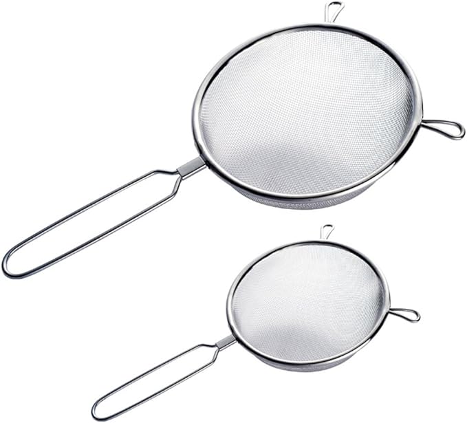 Stainless Steel Mesh Strainer, Fine Mesh Strainer with Handle, Kitchen Strainers Fine Mesh Sieve Strainer for Rice Quinoa Pasta Noodle,10 Inches