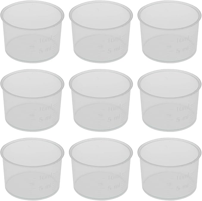 MEETOOT 50pcs Disposable Measuring Cup 10ml Laboratory Test Cups with Scales, Clear Liquid Measuring Cups