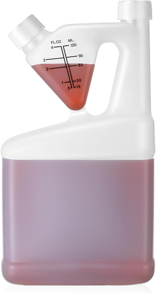 1 Pcs 32oz Tip Measure Containers Tip and Pour Measuring Containers Chemical Measuring Cups with Lids Plastic Bottle, up to 4oz Capacity (32oz)