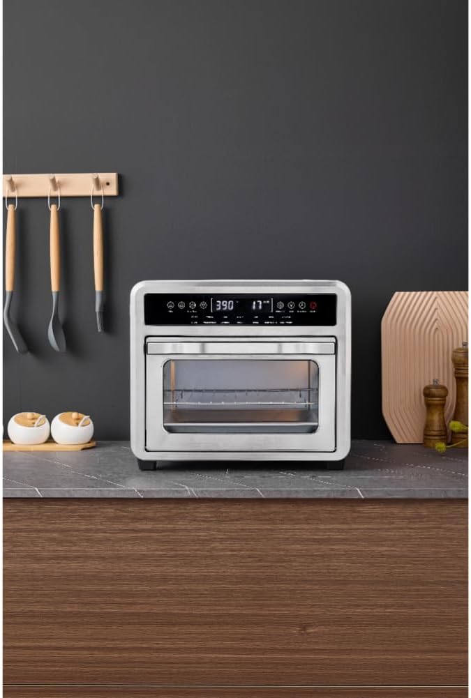 CULINARY CHEF Air Fryer Oven, Digital, 26 Quart 10-in-1 Countertop Toaster Oven & Air Fryer Combo - Grill, Rotisserie, Dehydrator, Pizza Oven, & More, Stainless Steel