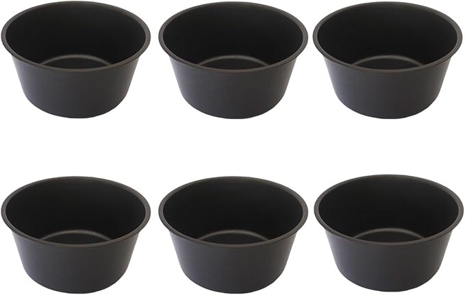 Heluok 6PCS Carbon Steel Popover Pans, Nonstick Mini Yorkshire Pudding Pan, Muffin Cupcake Pans, Individual Egg Tart Molds, Baking Round Cake Cup - Black (3.1" x 1.4")