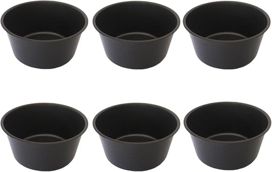 Heluok 6PCS Carbon Steel Popover Pans, Nonstick Mini Yorkshire Pudding Pan, Muffin Cupcake Pans, Individual Egg Tart Molds, Baking Round Cake Cup - Black (3.1" x 1.4")