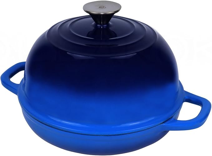 OLLAKOK Dutch Oven for Bread Baking Bread Oven for Sourdough Bread Baking, Enameled Cast Iron Dutch Oven Pot with Lid 5 qt Cast Iron Bread Pan, Blue