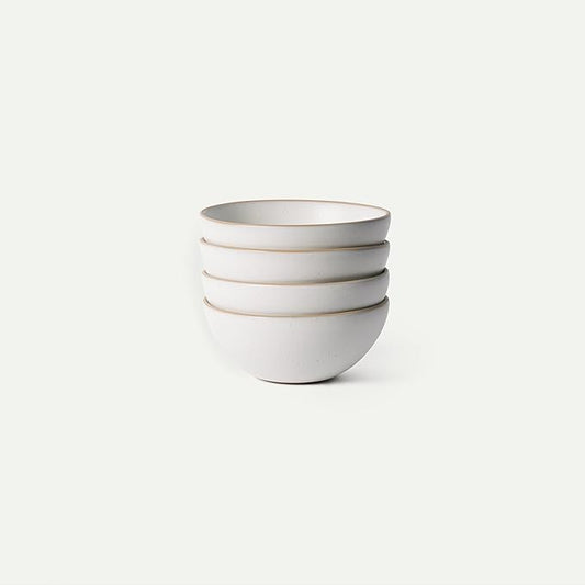 MORA Medium Bowls Set of 4, 28oz Ceramic Pottery Everyday Bowls - Microwave, Oven and Dishwasher Safe - Oat