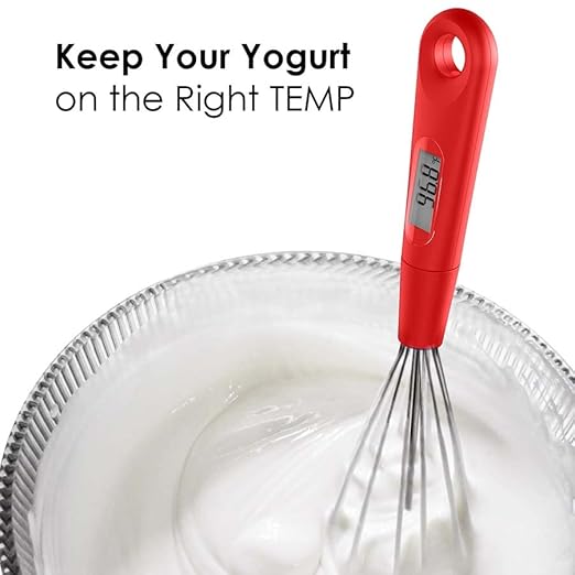 2 in 1 Stainless Steel Whisk Egg Beater & Instant Thermometer Probe 12 inch for Cooking Candy, Yogurt, Chocolate, Butter Cream, Sause, Cake