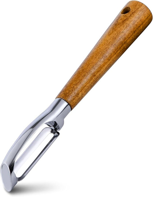 Left Handed Peeler, Kitchen Peeler For Vegetable, Fruit, Potato, Carrot, Apple, Durable Non-Slip Wood Handle and Sharp Stainless Steel Bladesn, Left/Right Hand