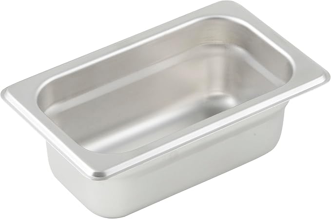 Winco 1/9 Size 2.5" Deep Metal Food Pan/Steam Table Pan, Anti-Jam, 24 Gauge