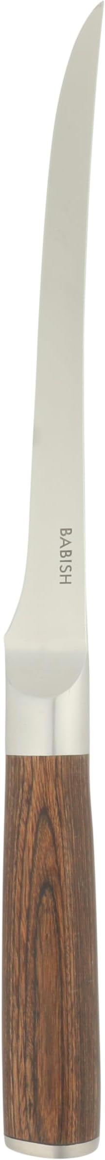 Babish 1.4116 German Stainless Steel Boning & Fillet Knife with Dark Pakka Wood Handle – 6-Inch Full-Tang Flexible Kitchen Knife for Meat, Poultry, Fish & Precision Butchering