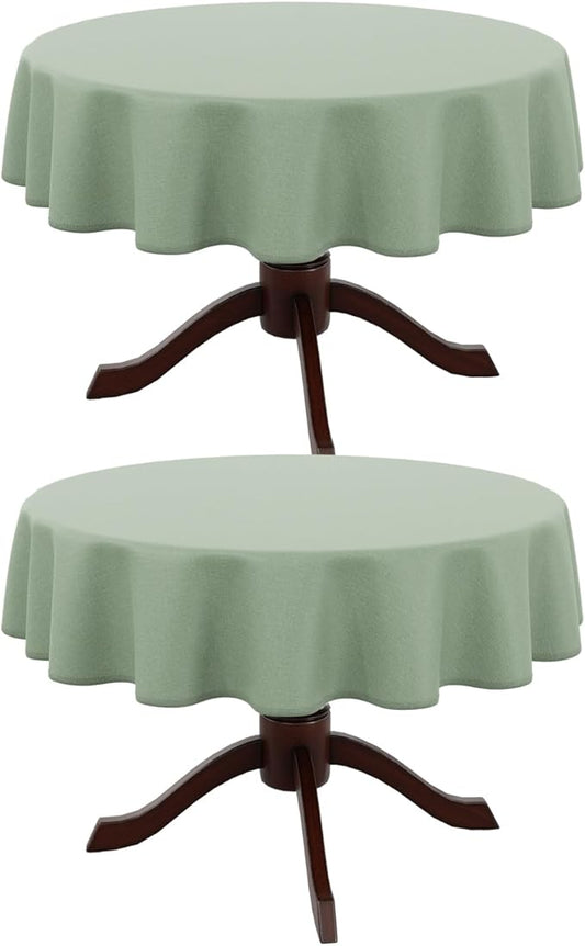 AUSSPVOCT 2 Pcs Textured Round Tablecloth 60 Inch for Dia 38’’ Tables - Waterproof Washable Wipeable Table Cloth Fabric Dining Table Cover for Birthday Party Farmhouse Outdoor Kitchen Tabletop Cover
