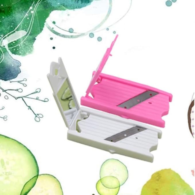 Unomor Beauty Cucumber Slicer with Mirror Stainless Steel Thin Slice Cutter for Facial Mask Multifunctional Vegetable and Fruit Slicing Tool Easy Clean Compact 4.7 X 2.1 Inches