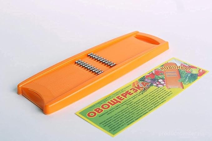 Korean Carrot Grater Julienne Slicer, Vegetable Shredder for Carrots, Cabbage & Cucumber, Stainless Steel Blades, Dishwasher Safe, Compact Handheld Mandoline (Orange)