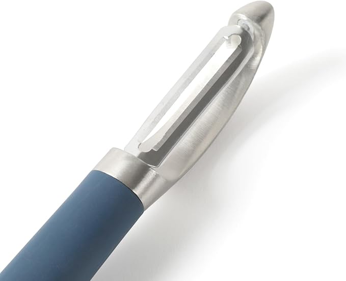 Calphalon Edge Stainless Steel Straight Vegetable Peeler w/Thermoplastic Rubber Handle - Navy Blue