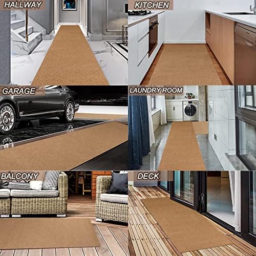 2' x 63' Runner Rugs with Rubber Backing, Indoor Outdoor Utility Carpet Runner Rugs, Sand, Can Be Used as Aisle for The RV and Boat, Laundry Room and Balcony