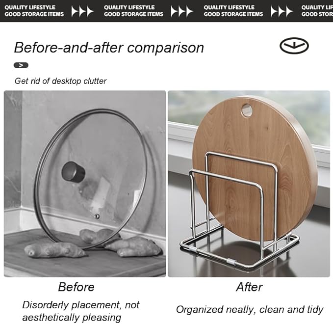 Cutting Board Holder Stainless Steel Wire Chopping Board Stand Cutting Board Storage Rack Organizer with 2 Slots for Kitchen Countertop (2 Slots)