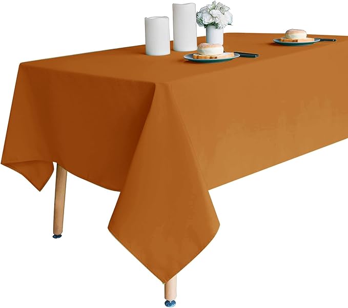 Obstal Bronze Rectangle Table Cloth - Heavy Duty Water Resistance Polyester Tablecloth, Decorative Fabric Table Cover for Outdoor and Indoor Use, 60x84 Inch