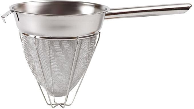 CCB-8R - Hollow Handle Stainless Steel Bouillon Strainer with Extra Fine Mesh, Reinforced - 8"
