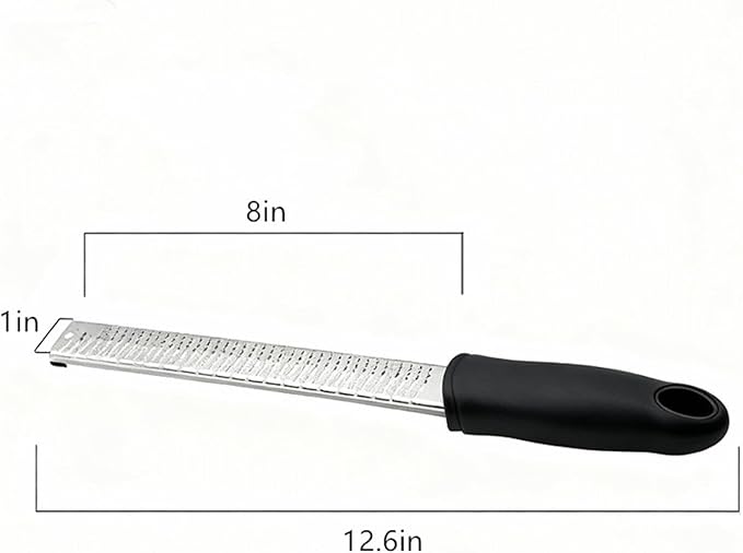 Bestac Stainless Steel Lemon Zester Cheese Grater, Protective Cover Ergonomic Black Handle