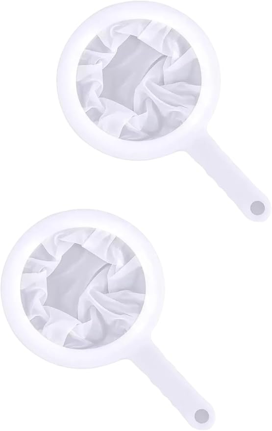 2pc white 24cm Ultra-Fine Nylon Mesh Strainer Reusable Food Grade Filter Juice Yogurt Strainer Sieve Plastic Meshes Colander with Handle Brine Shrimp Separation Net for Kitchen Filtering Milk Honey