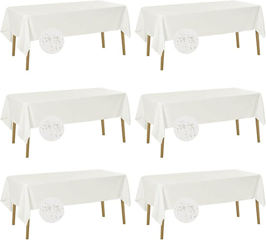 Fokitut 6 Pack Waterproof Rectangle Tablecloth, 60x120 Inch,Stain Resistant and Wrinkle Polyester Table Cloth, Fabric Table Cover for Kitchen Dining, Wedding, Party, Holiday Dinner-Ivory