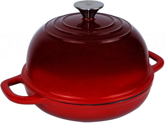 OLLAKOK Dutch Oven for Bread Baking Bread Oven for Sourdough Bread Baking, Enameled Cast Iron Dutch Oven Pot with Lid 5 qt Cast Iron Bread Pan, Red
